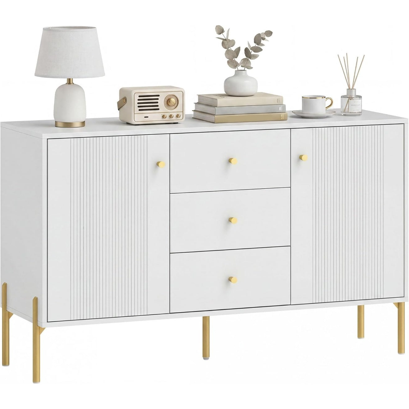 Meuble cuisine blanc 120 cm avec deux portes et espace rangement fonctionnel