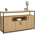 Meuble industriel 140 cm avec quatre portes, niche ouverte et finition bois contemporaine