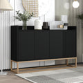 Meuble bas cuisine noir 120 cm avec quatre portes, pieds metal et etageres reglables pour rangement quotidien