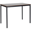 Table a manger noire et marron 110 x 60 cm avec plateau robuste, mobilier compact pour quatre convives