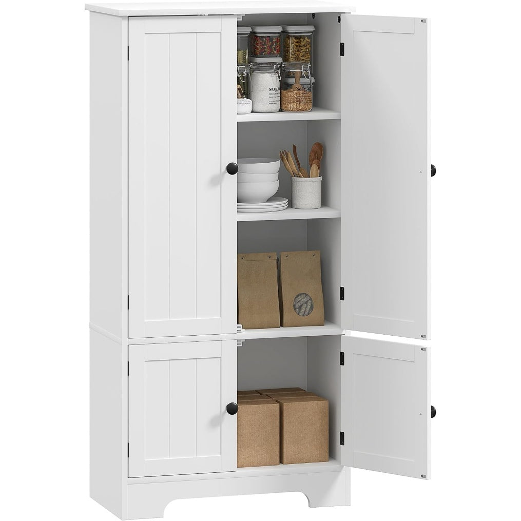 Module de cuisine blanc 58,2 x 30 x 123 cm avec etageres reglables, meuble compact pour organiser les accessoires