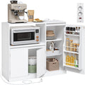 Buffet de cuisine blanc nuage avec plan de travail, espace micro onde, trois portes et etageres ajustables