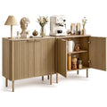 Deux buffets retro 80 cm avec facades cannelees, compartiments modulables et etageres amovibles pour coin repas ou salon