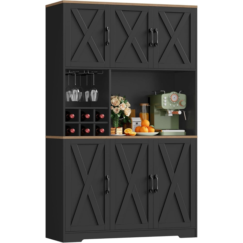 Buffet haut de cuisine avec support amovible pour verres a vin, meuble de rangement pratique et fonctionnel