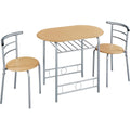 Table repas avec deux chaises et etagere integree 90 cm, finition chene, solution pratique pour petits espaces