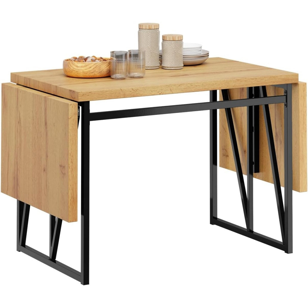 Table pliante extensible pour deux a huit personnes, dimensions ajustables 65 x 110-200 x 76 cm, ideale petits espaces