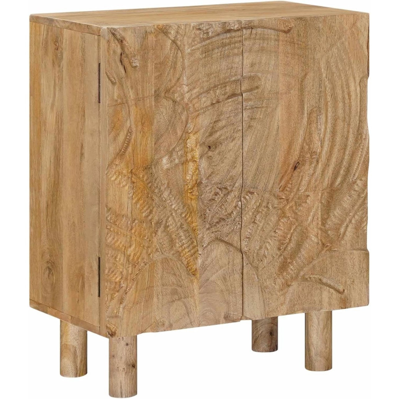 Buffet contemporain en manguier massif 53 x 30 x 65 cm avec rangement fonctionnel pour salon, entree ou salle a manger