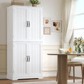Buffet cuisine avec quatre portes et poignees metalliques, meuble de rangement pratique pour interieur